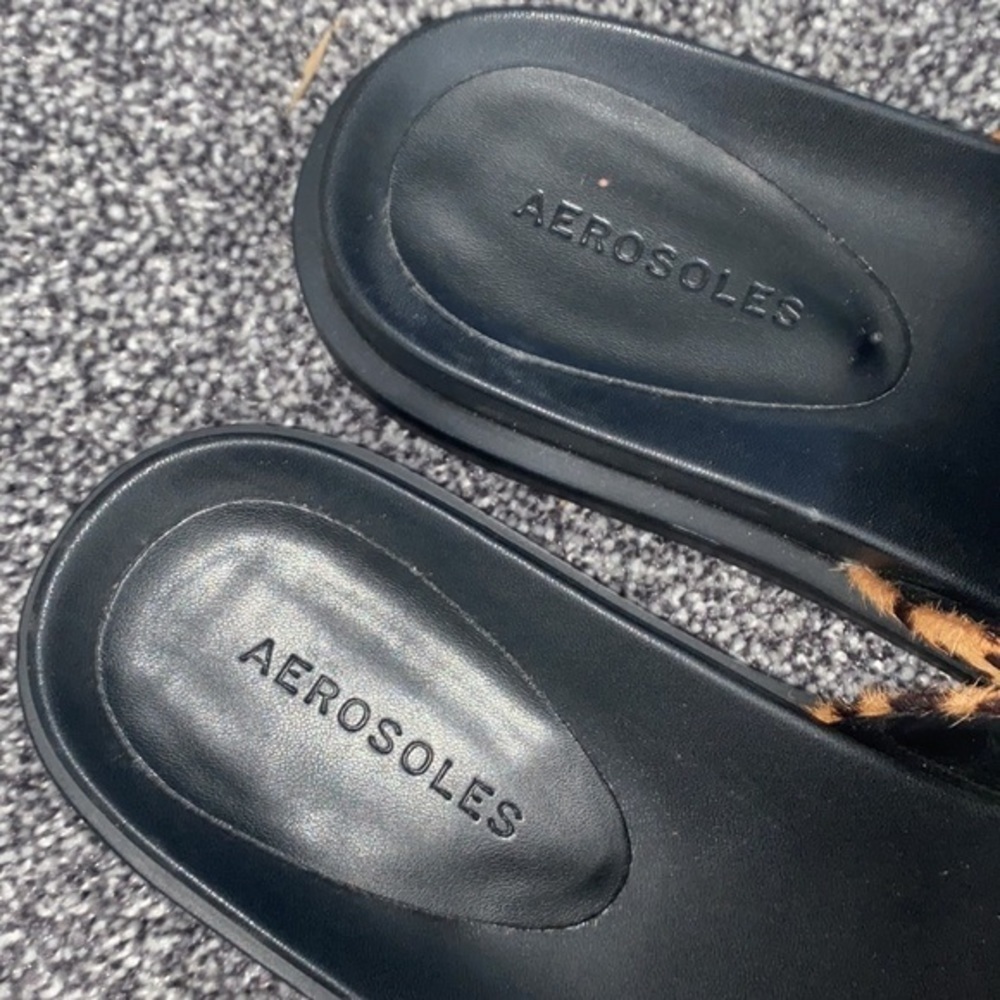 AEROSOLES Leopard Print Slide Sandals in Brown and Black - Picture 10 of 12